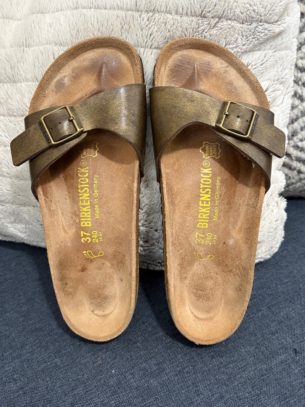 Birkenstock Bronze Single-Strap Slide Sandals